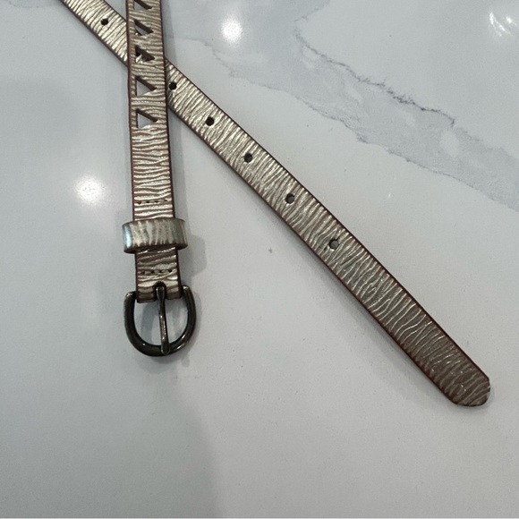 Gold Embossed Skinny Leather Belt - Picture 8 of 11